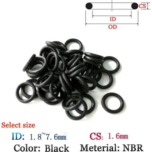 CS 1.6mm Fluoro Rubber O-Ring 50pcs Washer Seals Plastic gasket Silicone ring film oil and water seal gasket NBR material Ring