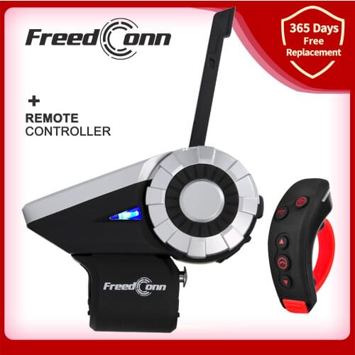 T-Rex Helmet Intercom Headset Bluetooth Full Duplex Motorcycle Group Talk System 1500M BT Interphone FM Radio+Remote Control