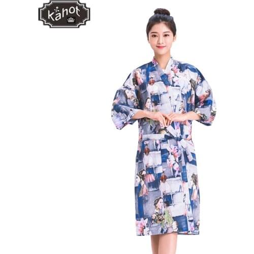 Salon Client Gown Retro Fashion Pattern Smock Kimono Hairdressing Cape Dress Beauty SPA Hotel Barber Guest Gown Ladies bathrobe