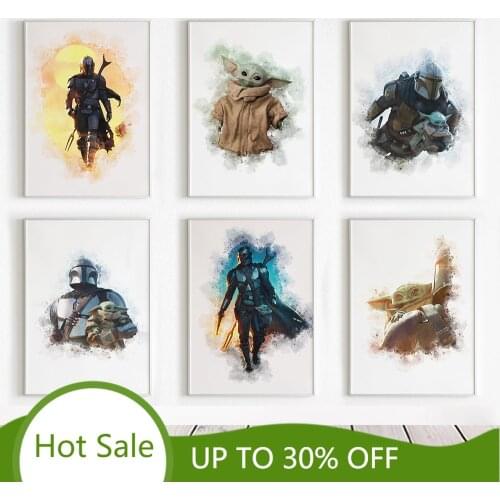 Disney Classic Marvel Pictures Star Wars Movie Poster Canvas Paintings Wall Art Mandalorian Picture Living Kids Room Home Decor