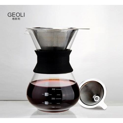 Coffee Pot Coffee Maker Coffee Brewer Cups Barista Percolator Glass with Silicone Case Heat Resistant Home Coffee Set