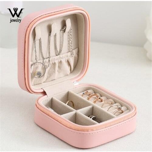 WE Small Exquisite Pink Black Jewelry Box Travel Jewelry Organizer Portable Storage Box Necklace Earring Ring Container Gifts