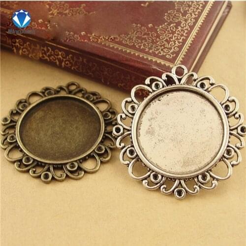 MINGXUAN 10pcs/lot Inner Size 25mm Antique Bronze/Antique Silver Jewelry Accessories cork base Alloy Tray