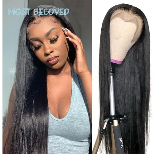 High Density 250% Lace Front Human Hair Wigs Straight Hair Wig 13X4 Transparent Lace Frontal Wigs Brazilian Straight Closure Wig