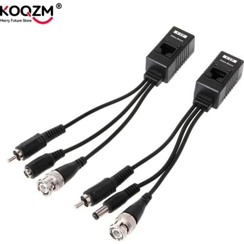 1 Pair BNC To RJ45 Passive Video Power + Audio Balun Transceiver For CCTV Camera