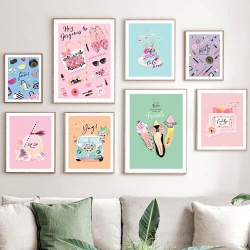 Cake Wedding Car High Heels Perfume Fashion Art Canvas Painting Nordic Posters And Prints Wall Pictures For Living Room Decor