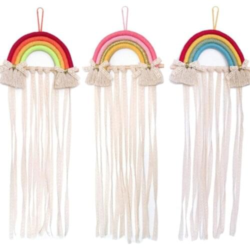 Rainbow Wall Hanging Decor Hairpin Hair Clip Holder Storage Organizer Girl Room Hanging Hair Accessories Storage Holder Ornament