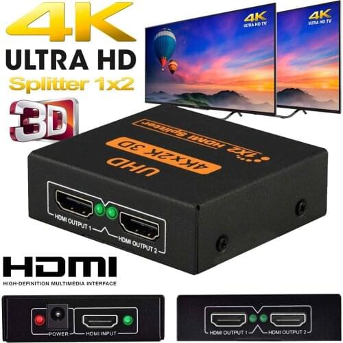 4K 1X2 HDMI Splitter 1 in 2 Out HDMI Switch 3D HD Splitter 2 Ports HUB HDMI Repeater for HDMI Adapter Dual Display for HDTV DVD