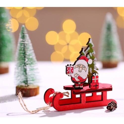 Christmas Decorations DIY Wooden Color Assembled Sleigh Ornaments Christmas Party Decoration Ornaments