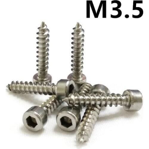 100pcs/lot M3.5x10/12/14/16/20/25/30mm Stainless Steel Cup Head Hexagonal Self-tapping Speaker Screw
