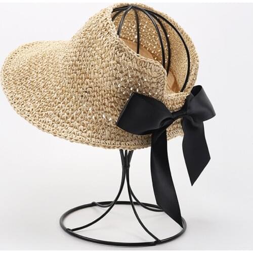 2021 New Summer Visors Straw Hat Girls Big Wide Brim Beach Hat Sun Hat Foldable Sun Block UV Protection Panama Hat