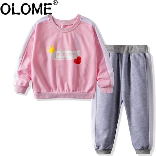 OLOME Spring Kids Tracksuit 2Pcs Children Sweatshirt Baby Girls and Boys Sports Wear Sets Toddler Sports Pants Infant Clothing