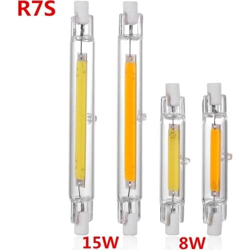 LED R7S Glass Tube COB Bulb 78MM 8W 118MM 15W R7S Corn Lamp Replace Halogen Light AC 110V 220V 230V Lampadas