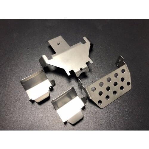 TRX4 Trx-4 Trx 4 1/10 RC Crawler Stainless Steel Front Bumper Lower + Axle + Gearbox Mount Protection Skid Plate Set