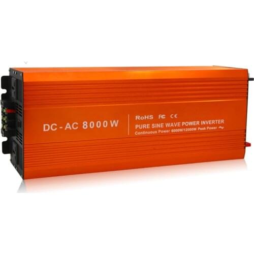 High frequency 8000W/8KW 60VDC or 72VDC to 110VAC or 220VAC off grid pure sine wave single phase inverter Surge power 16KW