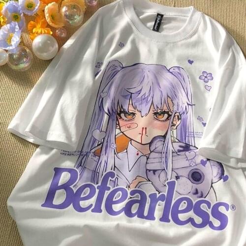 Japanese Summer Ulzzang casual plus size Y2k anime women T-shirt Harajuku short-sleeved Vintage hip-hop kawaii women clothing