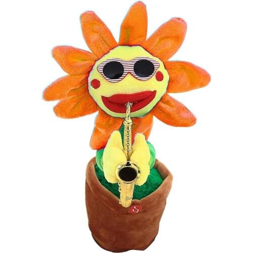 Fun Dancing Sun Flower Plush Toy Flower Singing Toy Decoration for Kids Baby Early Childhood Education Novelty Toys
