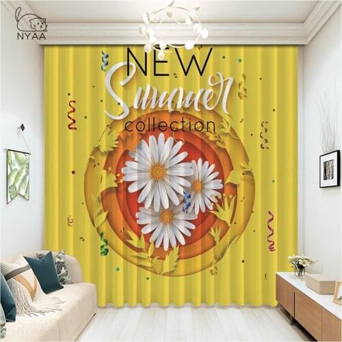 Yellow Sun Flower ChildrenS Curtain Curtains For Living Room Luxury Home Decoration Modern Curtains In The Room Micro Shading