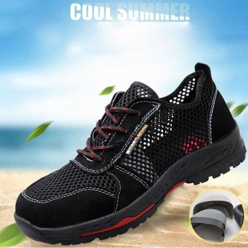 Safety Shoes Cap Steel Toe Safety Shoe Boots For Summer Man Work Shoes Men Breathable Mesh Size Footwear Wear-resistant DXZ041