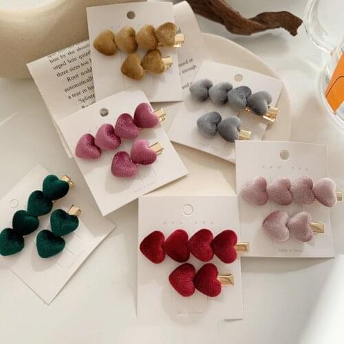2019 Korean Winter New Velvet Cloth Heart Hair Clips Sets For Women Girls Hair Accessories Fashion Hairpins Hairgrips