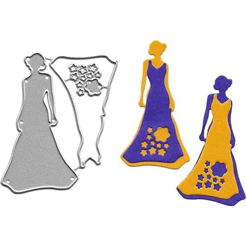 Lady in Dress Metal Cutting Dies Scrapbook Paper Cards Embossed Decorative Craft Slimline Die Cut Handmade