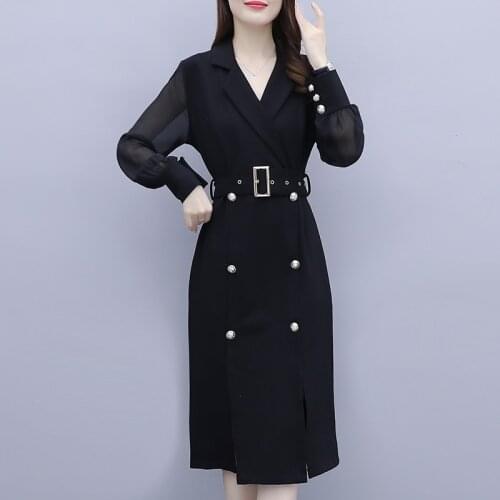 Womens Business plus size L-5XL dress fat XXL XXXL 3XL XXXXL 4XL long sleeves autumn office ladies woman work wear dress clothes