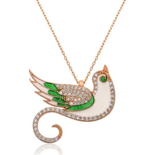 KUTAYDAN 925 Sterling Silver Zümrüdü Phoenix Lady Necklace