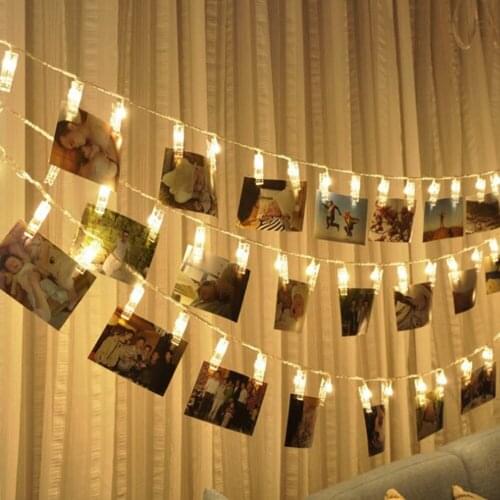 10/20/30 Led Photo Clips Fairy Lights Christmas Garlands Led Party Wedding Home Decoration String Lights Battery Powered