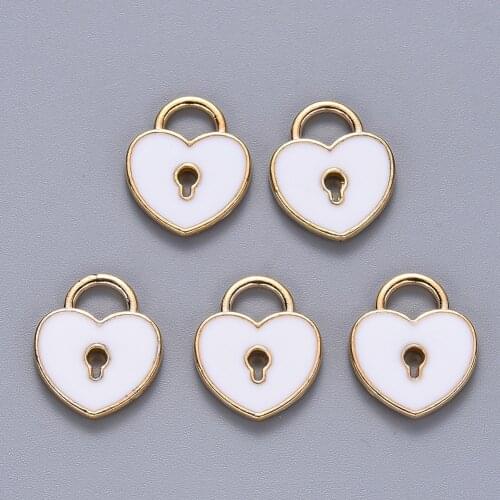 10Pcs Alloy Enamel Charms Mini Sweet Heart Charms for DIY Earrings Necklaces Jewelry Making Accessories 13x11x1.5mm