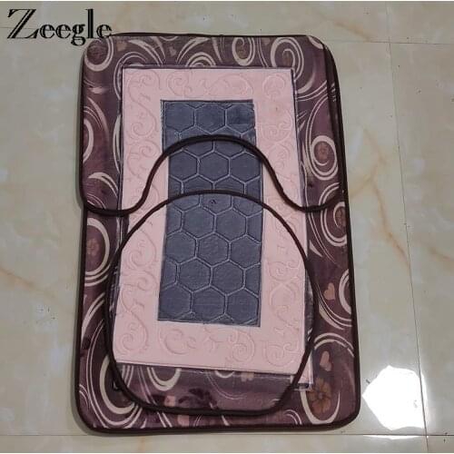 3Pcs/set Bath Mats 3D Embossed Bathroom Mats Toilet Rug Anti-slip Bathroom Carpet Toilet Lid Cover Bath Rugs Clearance Sale