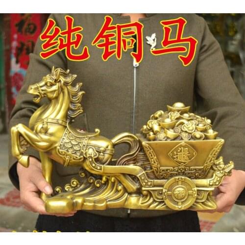 40CM large HOME office SHOP Company FENG SHUI TOP efficacious Stock business Horse Money Drawing GOOD LUCK Mascot # Brass statue