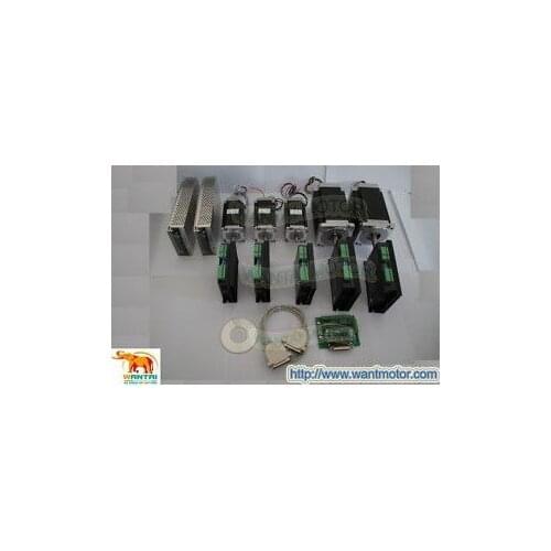 5 Axis CNC controller kit Nema23 with 428oz ,Dual Shaft ,3A ,57BYGH115-003B&Nema34-1090oz-in Stepper Motor 85BYGH450D-008&Driver