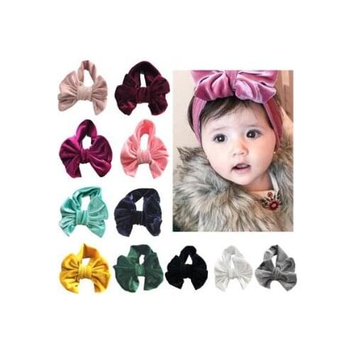 50pcs/lot DIY Multi Pleuche Big Bowknot HeadBands Simple Childen Elasticity Hair Bands Styling Tools Accessories HA655