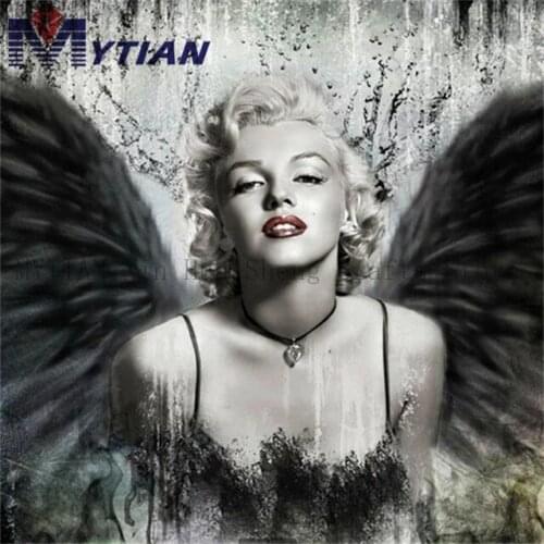 5D DIY Diamond Painting Sexy Monroe With Wings Mosaic Rhinestones Wall Stickers Portrait Paint By Number Home Decoration Gift
