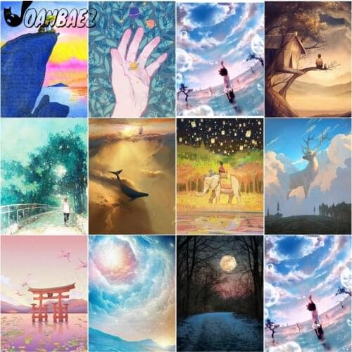Cartoon Landscape Diamond Painting Dream Sky 5D Diy Hand Inlaid Cross-Stitch Embroidery Mosaic Kit Wall Decoration Craft Gift