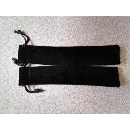 Free shipping 20pcs pen gift pouch,3.5*17cm Black velvet pen bag drawstring bag velvet jewelry bag wholesale, for lipstick