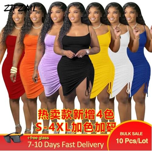Bulk Items Wholesale Lots Ruched Bodycon Party Dresses for Women Sleeveless Drawstring Skinny Dress Sexy Clubwear Y2K Clothes