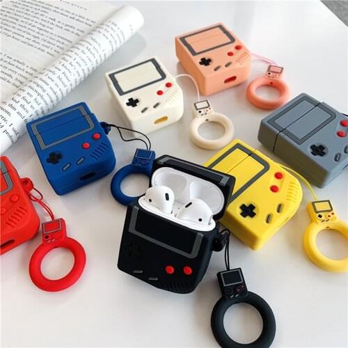 DHL for 50pcs Luxury Cute 3d Gameboy Protector Silicone Bluetooth Wireless Earphone Case For Apple Airpods 1 2 Headset Bag