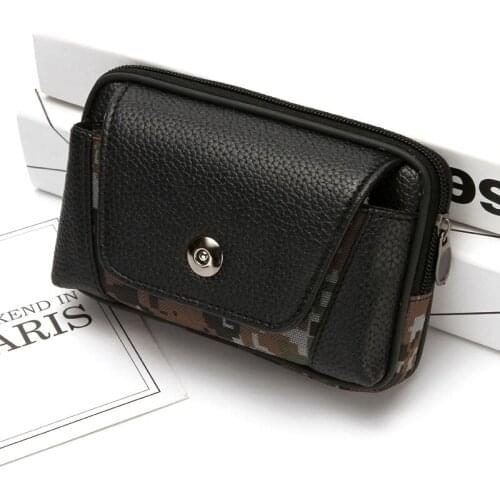 Men Hip Bum Belt Bag Male Zipper PU Leather Phone Pouch Bag High Quality Waist Boy Fanny Packs 5.5inch 6 inch Phone Bag Case