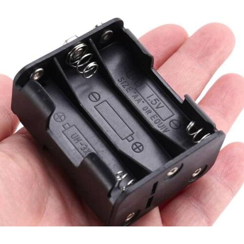 Double Side Spring 6 x 1.5 V AA Battery Holder Case Box Black Battery Container Organizer Box Case