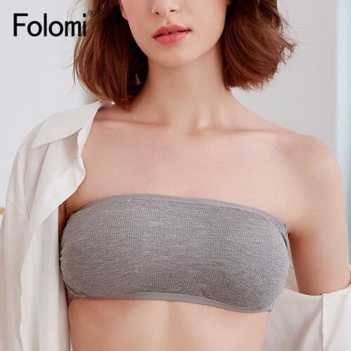Folomi Women Sexy Strapless Push Up Bralette Invisible Bras Soild Color Underwear Backless Lingerie Full Cup Brassiere