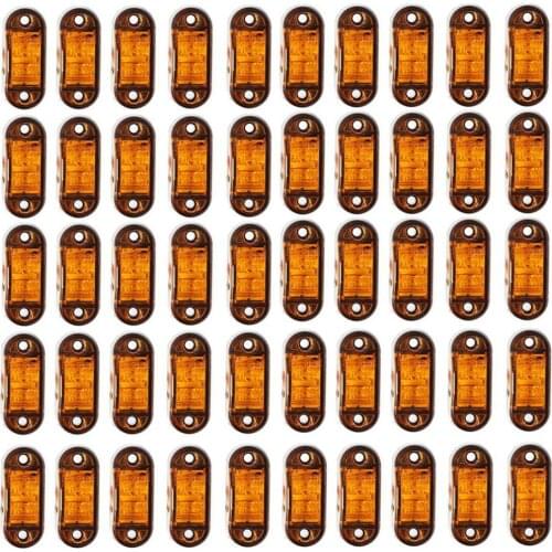 Fuleem 50PCS Amber 2LED Clearance Trailer Truck Lorry Side Marker Turn Lamp Light Handy 12V 24V Waterproof