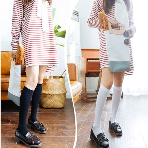 Womens Thin Summer Nylon Knee Socks White Stockings Girls korean japanese kawaii lolita Socks Thigh High Knee Socks long socks