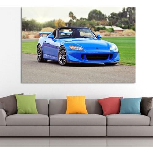 Honda S2000 Blue Sport Car Classic Supercar Wall Art Posters Fabric Canvas Print Paintings for Living Room Decor
