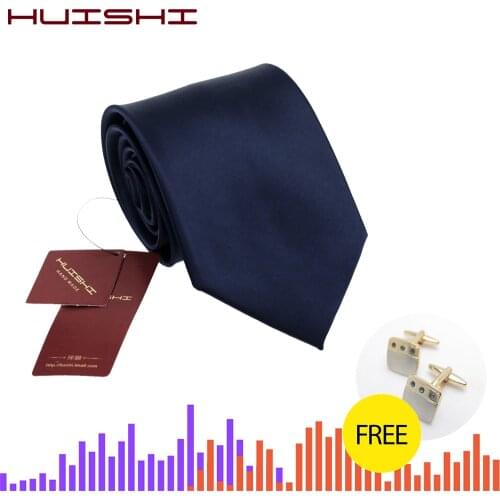 HUISHI New Arrival Classic Mens Tie 8cm With Cufflinks Gift Formal Necktie Solid Black Red Blue Waterproof Necktie For Business