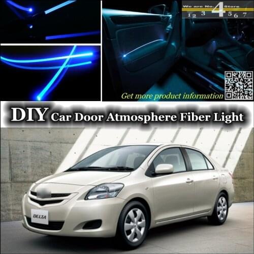 Interior Ambient Light Tuning Atmosphere Fiber Optic Band Lights For TOYOTA Belta Yaris Vios Limo Inside Door Panel illumination