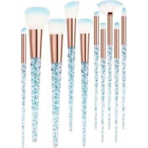 Izla 10'lu Silvery Blue Color Handle Makeup Brush Set