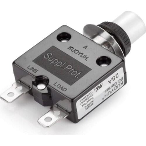 Push Button Reset 5A 10A 15A 18A 20A 25A 30A Circuit Breakers with Quick Connect Terminals and Waterproof Button Cap