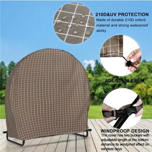 210D Oxford Cloth Round Firewood Cover Garden Courtyard Dustproof Waterproof Cover Outdoor Wood Rain Cover 101.5*61*104CM