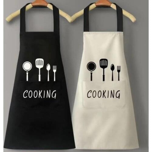 Kitchen Bib Aprons Cooking Chef Aprons with Pockets Polyester Waterproof Oil-Proof Cloth Aprons for Men Women BBQ Kitchen SN3880